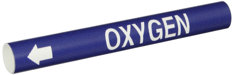 Brady 4107-B Bradysnap-On Pipe Marker, B-915, White On Blue Coiled Printed Plastic Sheet, Legend "Oxygen"