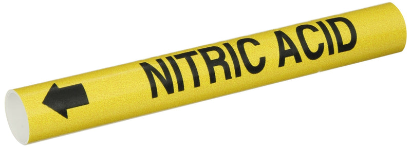 Brady 4247-B Bradysnap-On Pipe Marker, B-915, Black On Yellow Coiled Printed Plastic Sheet, Legend "Nitric Acid"