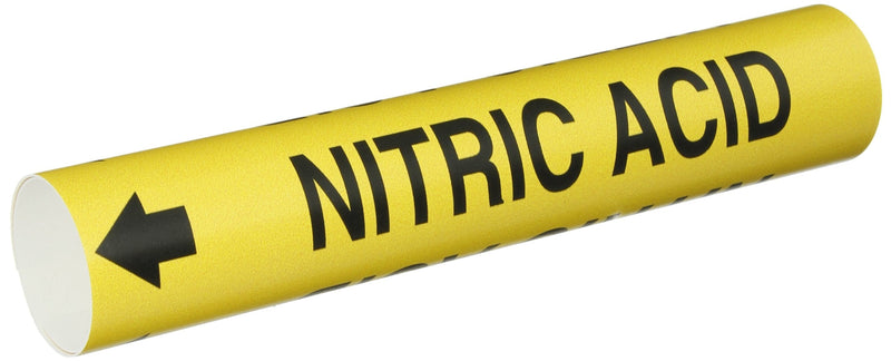 Brady 4247-C Bradysnap-On Pipe Marker, B-915, Black On Yellow Coiled Printed Plastic Sheet, Legend "Nitric Acid"