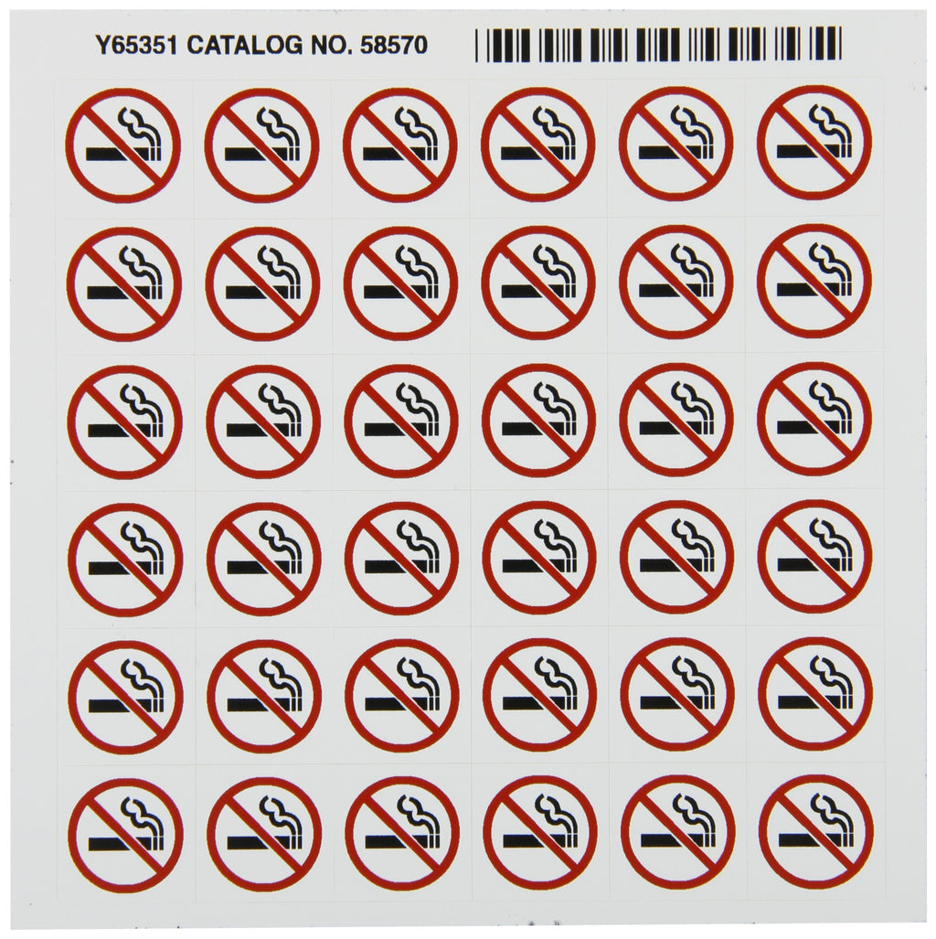 Brady 58570 Right-To-Know Pictogram Labels , Red/Black On White, 3/4" Width x 5/8" Height, Pictogram "No Smoking" (36 Per Card, 1 Card per Package)