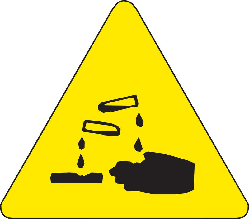 Brady 60184 Pressure Sensitive Vinyl Warning Labels , Black On Yellow, 1/2" Height x 1/2" Width, Pictogram "Acid" (10 Labels per Package)