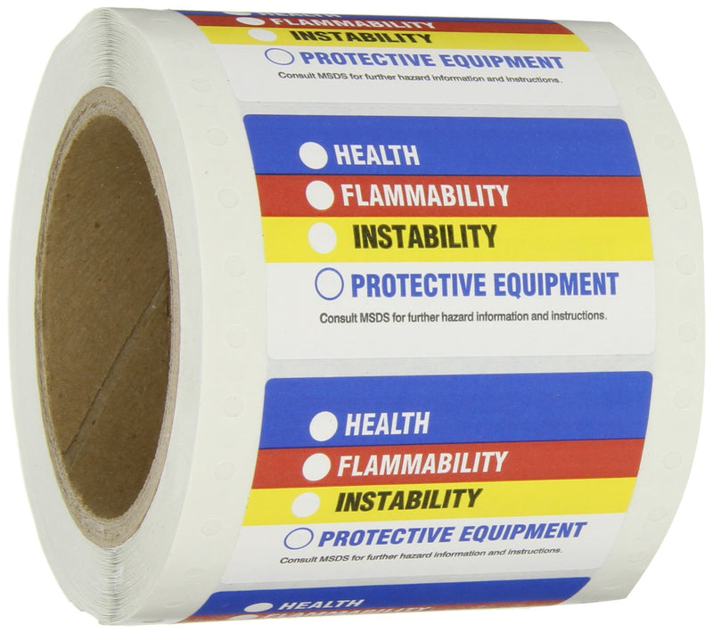 Brady 60321 Paper Small Hmig Pin-Feed Labels , Black, Red, Blue, Yellow On White, 1 7/8" Height x 3" Width (500 Labels per Roll, 1 Roll per Package)