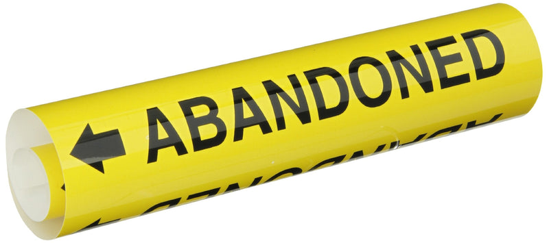 Brady 5622-I High Performance - Wrap Around Pipe Marker, B-689, Black On Yellow Pvf Over-Laminated Polyester, Legend "Abandoned"