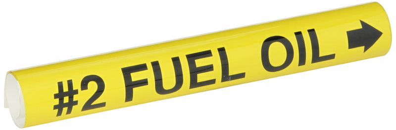 Brady 5693-I High Performance - Wrap Around Pipe Marker, B-689, Black On Yellow Pvf Over-Laminated Polyester, Legend "#2 Fuel Oil"