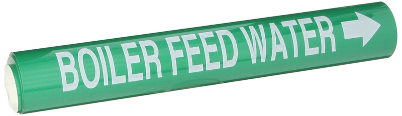 Brady 5801-Ii High Performance - Wrap Around Pipe Marker, B-689, White On Green Pvf Over-Laminated Polyester, Legend "Boiler Feed Water"