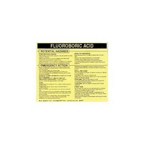 Brady 93540 Vinyl Hazardous Material Label , Black On Yellow, 3 3/4" Height x 4 1/2" Width, Legend "Fluoroboric Acid" (25 Labels per Package)