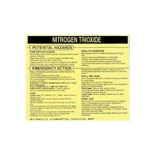 Brady 93579 Vinyl Hazardous Material Label , Black On Yellow, 3 3/4" Height x 4 1/2" Width, Legend "Nitrogen Trioxide" (25 Labels per Package)