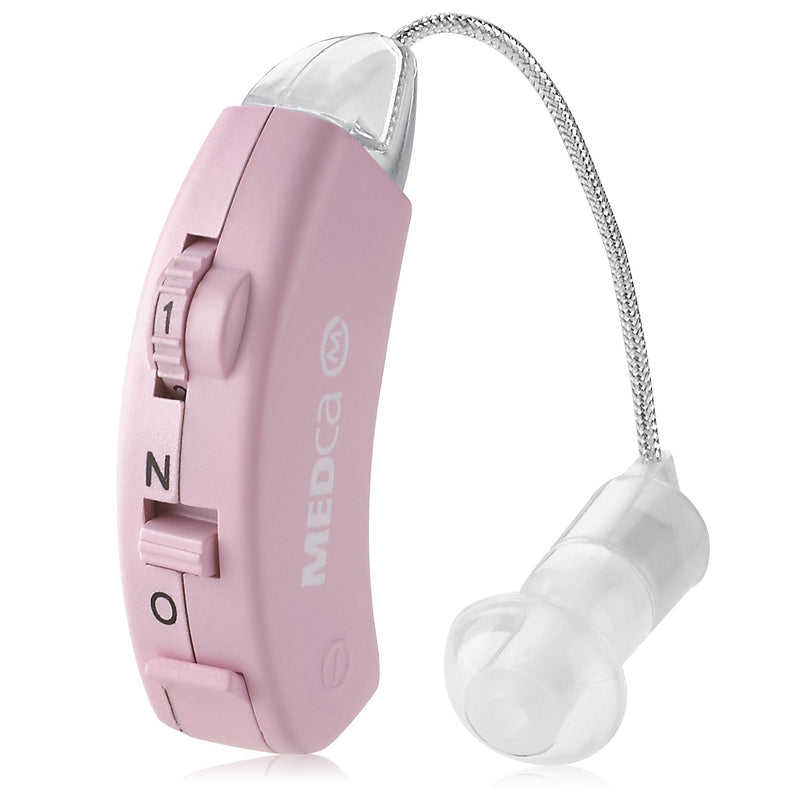 Digital Hearing Amplifier - Behind The Ear Sound Amplifier Set, BTE Hearing Ear Amplification Device and Digital Sound Enhancer PSAD for Hard of Hearing, Noise Reducing Feature, Pink by MEDca