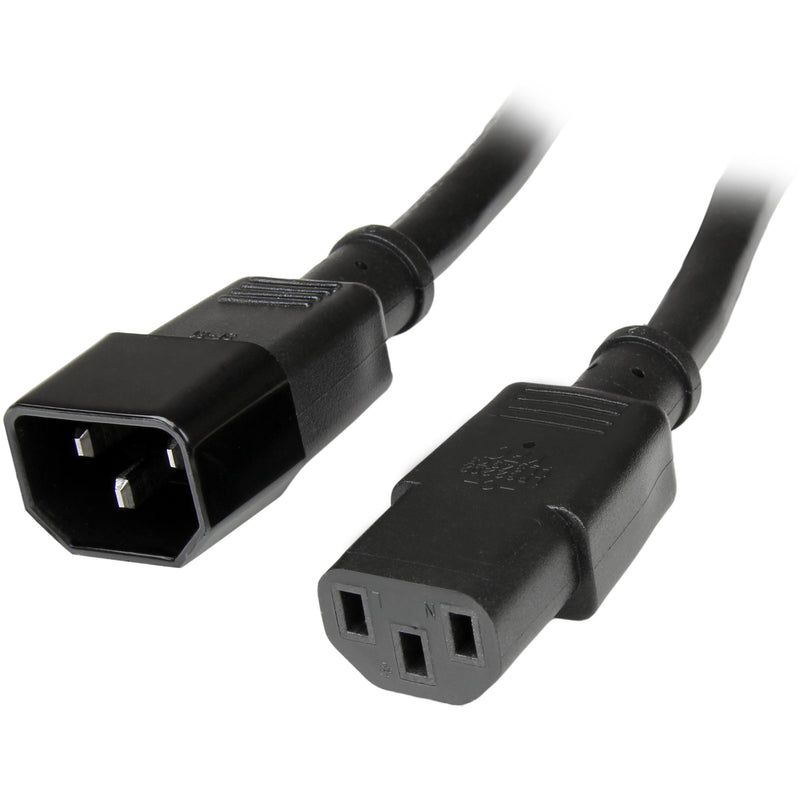 StarTech.com 3 ft 14AWG Computer Power Cord Extension - C14 to C13 PDU Style Computer Power Extension Cable 14 AWG (PXT100143) 3 ft/1 m