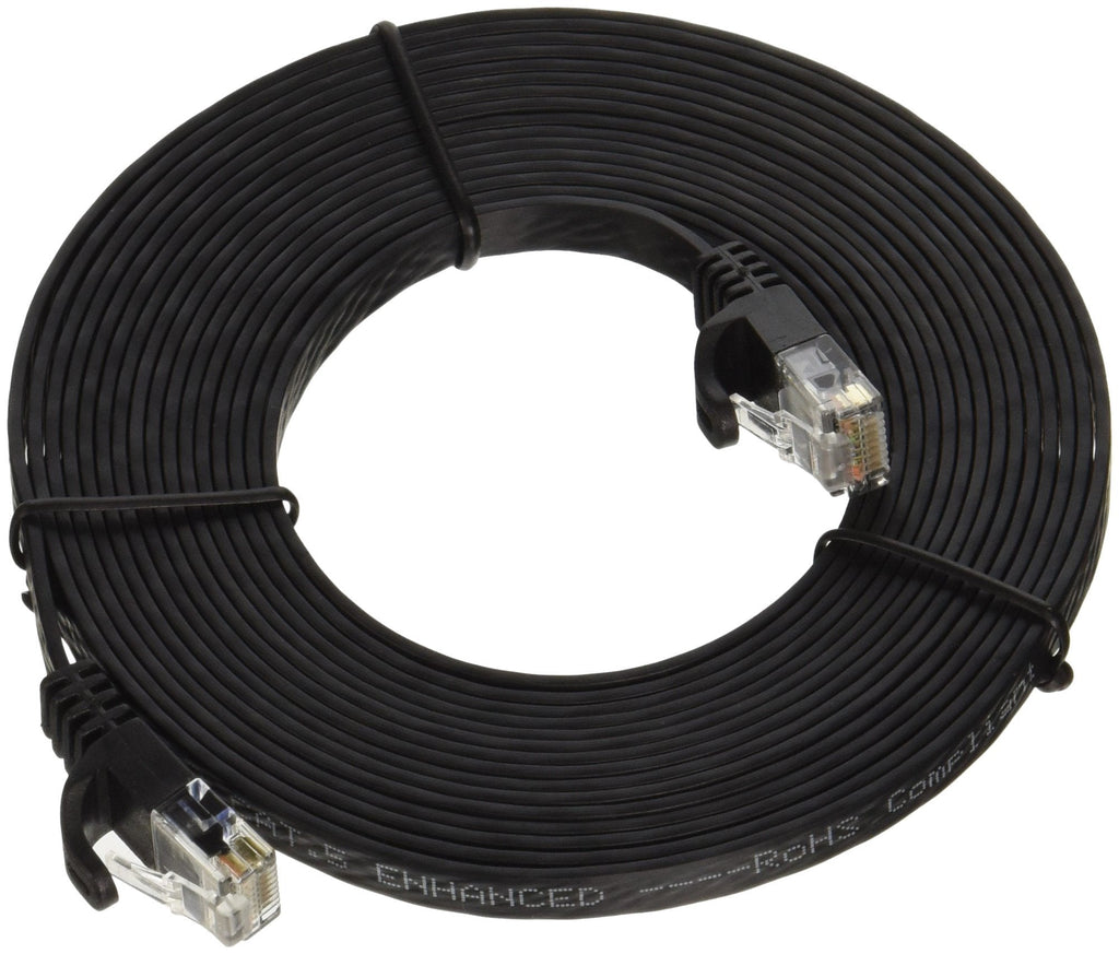 Monoprice - 109551 Cat5e Ethernet Patch Cable - Network Internet Cord - RJ45, Flat,Stranded, 350Mhz, UTP, Pure Bare Copper Wire, 30AWG, 14ft, Black