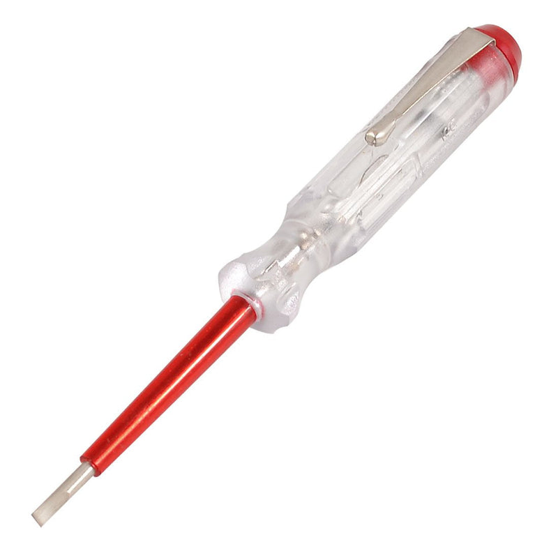 uxcell Voltage Tester AC 100-500V with 3mm Slotted Screwdriver with Clip 140mm Length for Circuit Test, Clear and Red