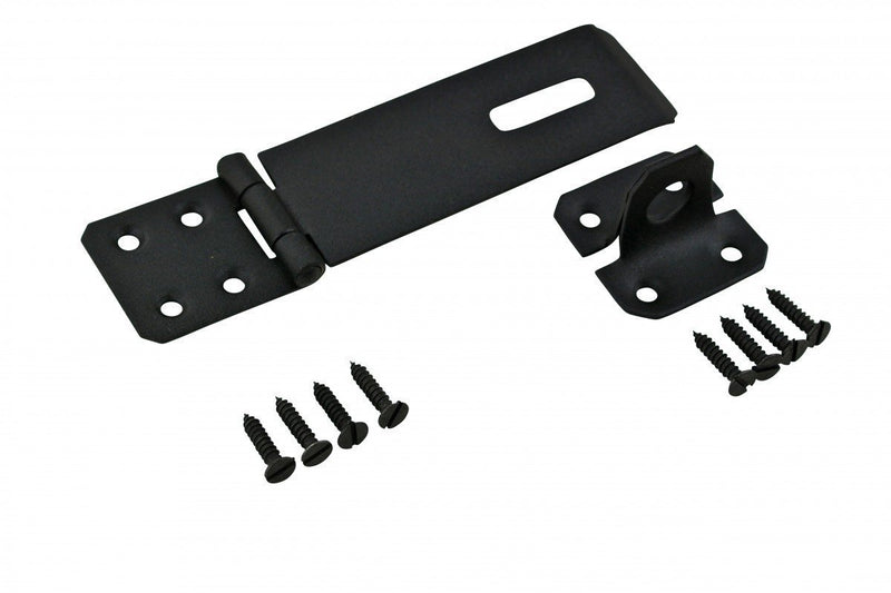 Black Wrought Iron Hasp Lock 5 7/8" Long Heavy Duty Rust Resistant Antique Hasp Staple Latches Safety Padlock Clasps for Cabinets Chest Doors with Screws | Renovators Supply Manufacturing