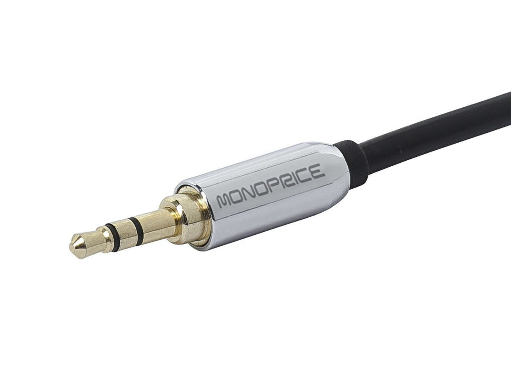 Monoprice Audio Cable - 3 Feet - Black | 3.5mm Stereo Male to RCA Stereo Male Gold Plated Cable for Mobile