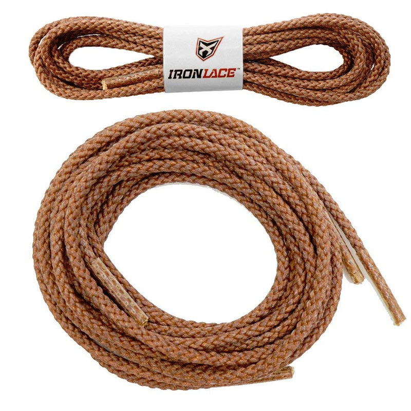 Ironlace Unbreakable Round Bootlaces - Indestructible, Waterproof & Fire Resistant Boot & Shoe Laces, 1500-Pound Breaking Strength/Pair, Brown, ⅛-Inch, 3.2mm Diameter, 45-Inch Eyelet, 1-Pair