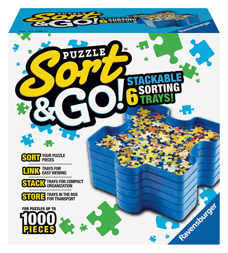 Ravensburger Sort and Go Jigsaw Puzzle Accessory - Sturdy and Easy to Use Plastic Puzzle Shaped Sorting Trays to Organize Puzzles Up to 1000 Pieces