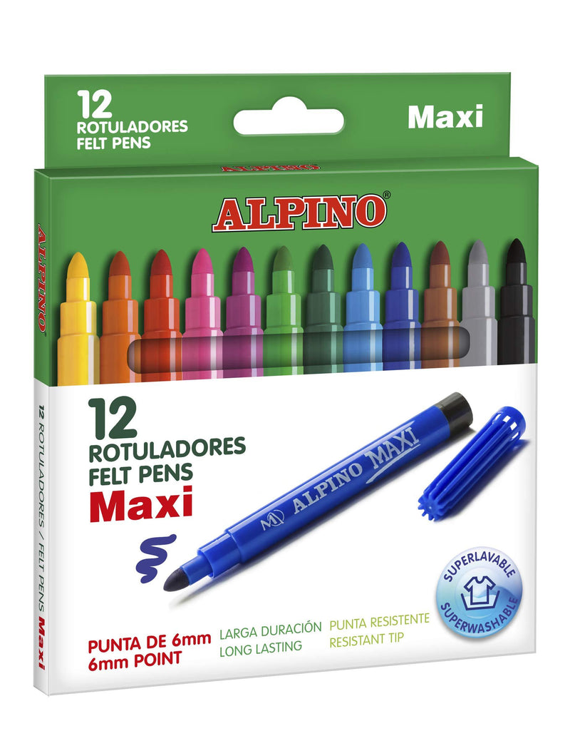 ESTUCHE 12 ROTULADORES ALPINO MAXI PUNTA GRUESA