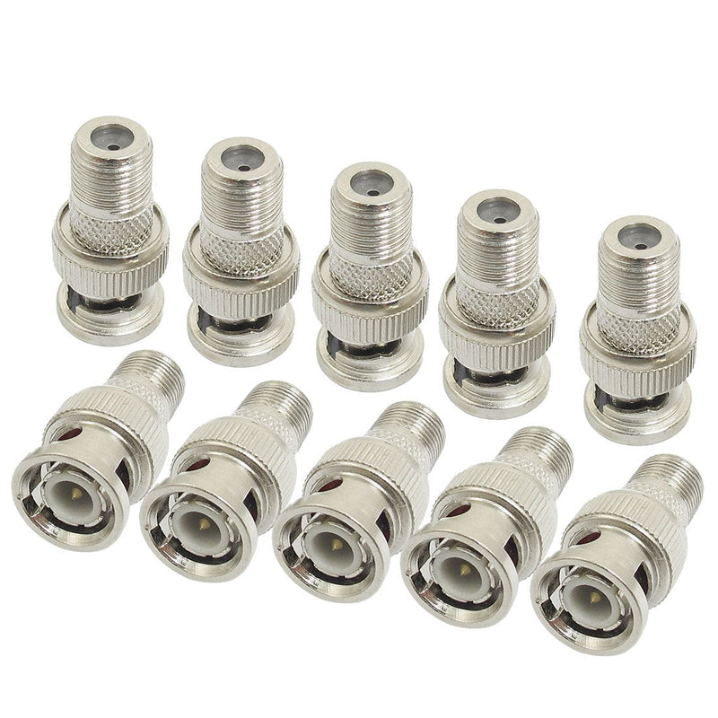 uxcell 10 Pcs Replacement BNC Male to F Female Plug Metal Adapter Connectors