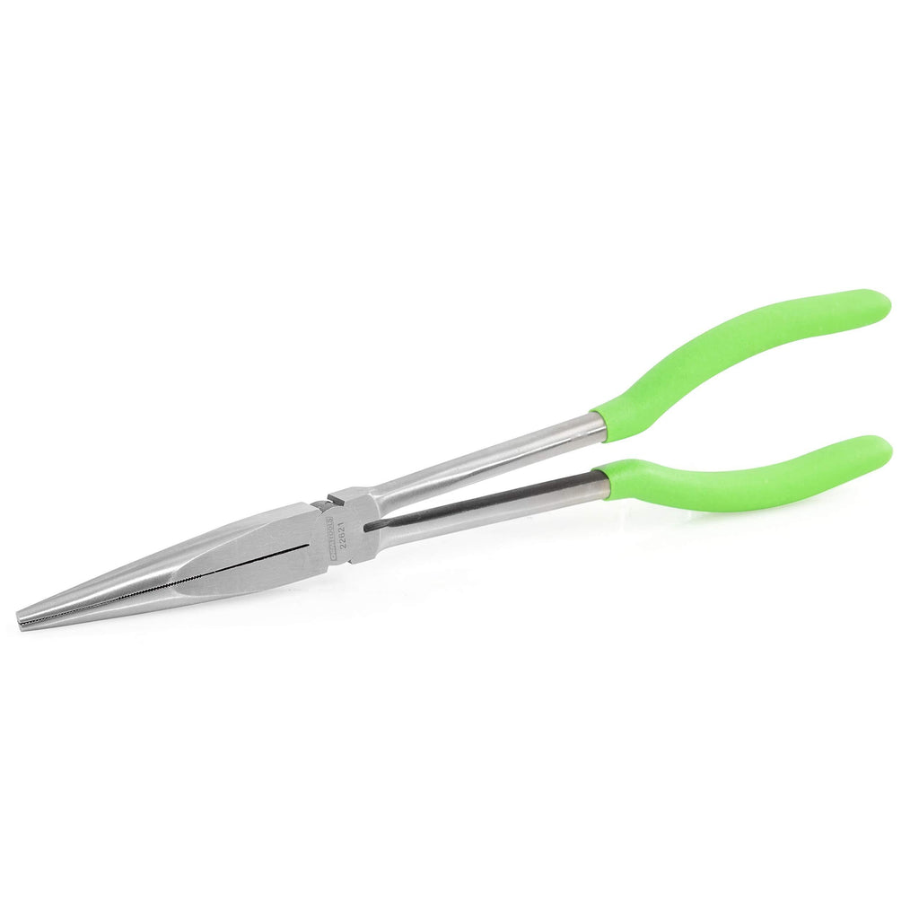 OEMTOOLS 22621 11 Inch Long Nose Pliers | Great Automotive & Electrician’s Repair Tool | 11 Inch “Needle Nose” Pliers for Delicate or Difficult-to-Reach Pieces | Heat-Treated Steel | Green Straight Nose