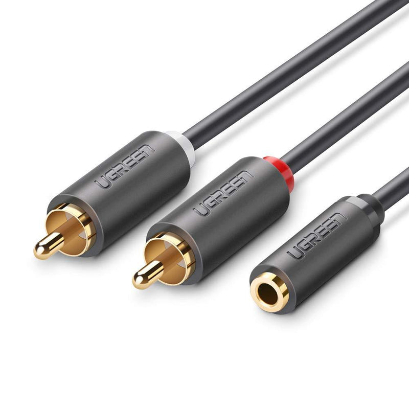 UGREEN 3.5mm Female to 2 RCA Male Stereo Audio Y Cable Adapter Gold Plated Compatible for Smartphones, MP3, Tablets, Home Theater 0.65FT