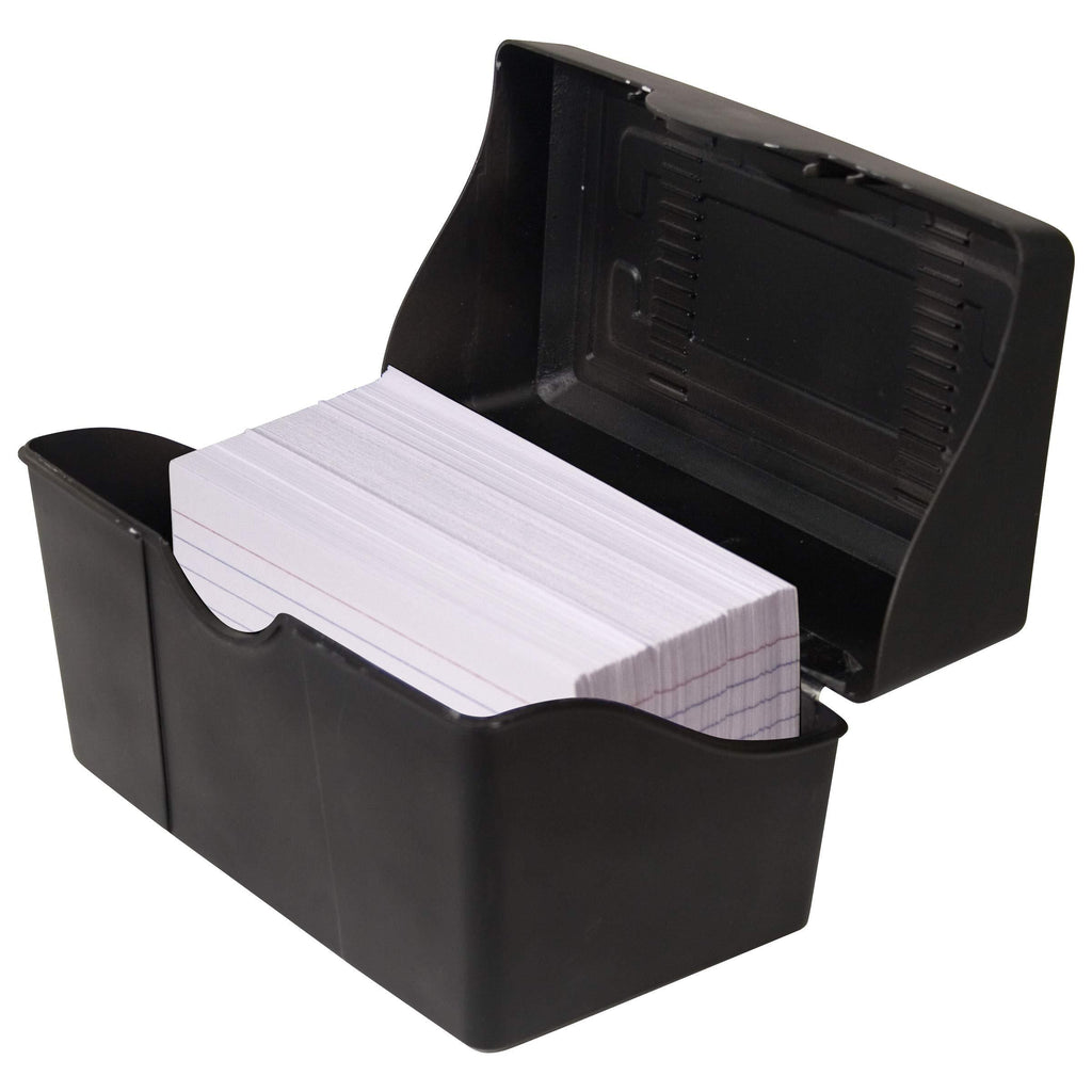 Advantus Stackable Flip Top 3 x 5 Index Card Holder, 300 Card Capacity Box, Black, 3.5 H x 5.5 L x 3 W Inches, 45001