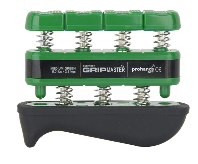 PROHANDS Gripmaster Rehab Hand Exerciser, Finger Exerciser (Hand Grip Strengthener), Spring-Loaded, Finger-Piston System, Added Palm Cushion 5 lb (Medium Tension) Green - Gripmaster Rehab