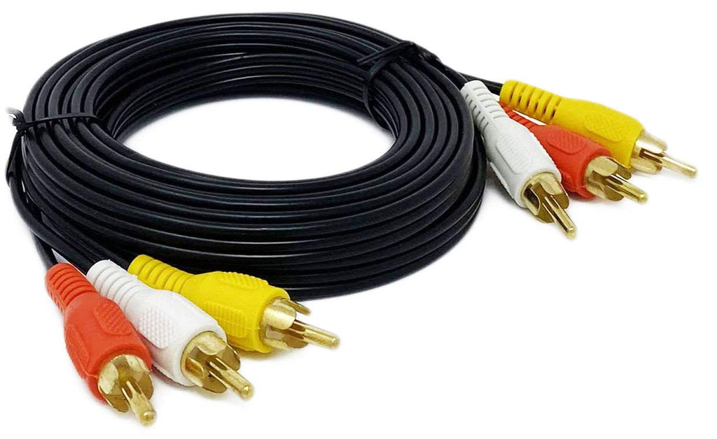 iMBAPrice RCA M/Mx3 Audio/Video Cable Gold Plated - Audio Video RCA Cable (3-RCA - 12 Feet) Black