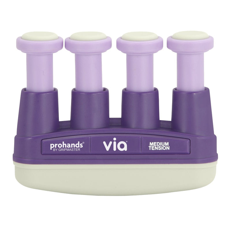 PROHANDS VIA Hand Exerciser, Finger Exerciser (Hand Grip Strengthener), Spring-Loaded, Finger-Piston System, Isolate and Exercise Each Finger 6 lb (Medium Tension) Purple - Via