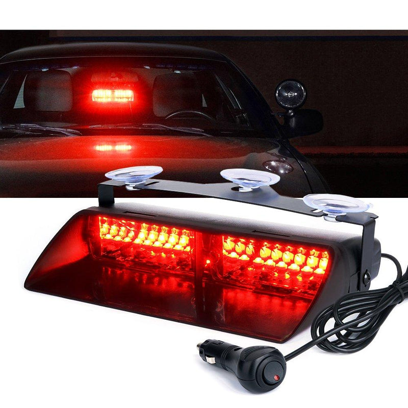 Xprite Red LED Emergency Hazard Warning Strobe Lights, Interior Roof Windshield Visor Dash Deck Flashing Light, w/Suction Cups for Police Volunteer Firefighter Vehicles Trucks #4 Red