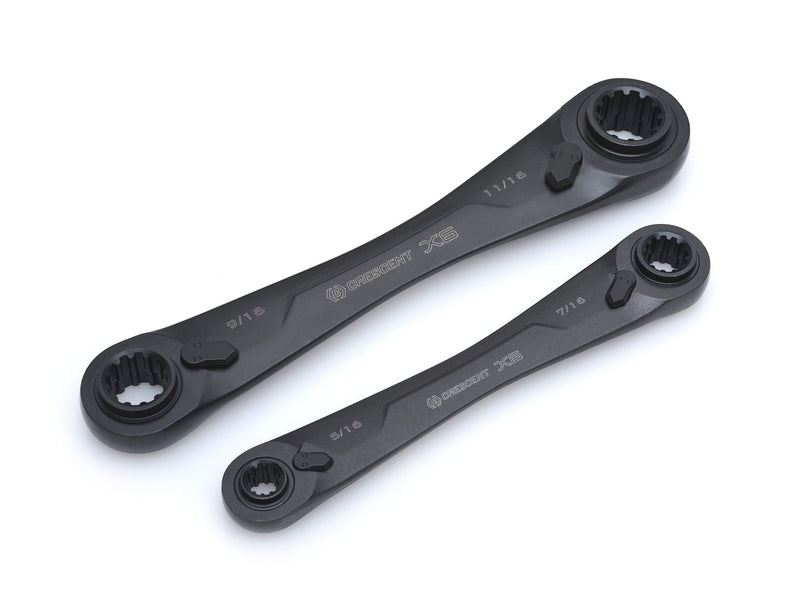 Crescent 2 Pc. X6™ 4-in-1 Black Oxide Spline Ratcheting SAE Wrench Set - CX6DBS2