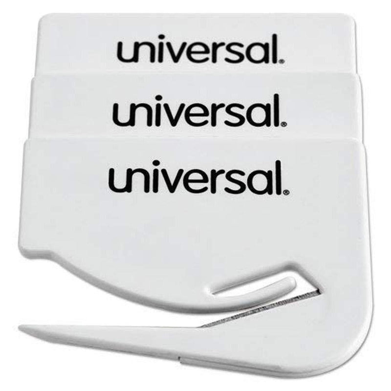 Universal UNV31803 - Letter Slitter Hand Letter Opener W/Concealed Blade, White, 3/Pack, one Size