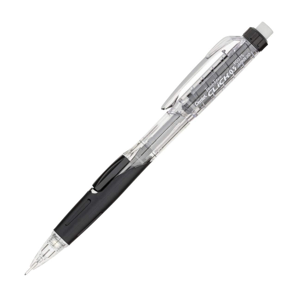 Pentel Twist-erase Click Mechanical Pencil - 2 Pencil Grade - 0.5 Mm Lead Size - Transparent Black Barrel - 1 Each