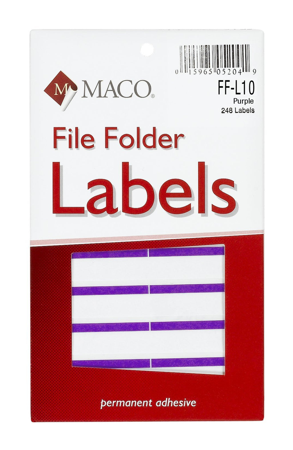 MACO Purple File Folder Labels, 9/16 x 3-7/16 Inches, 248 Per Box (FF-L10)