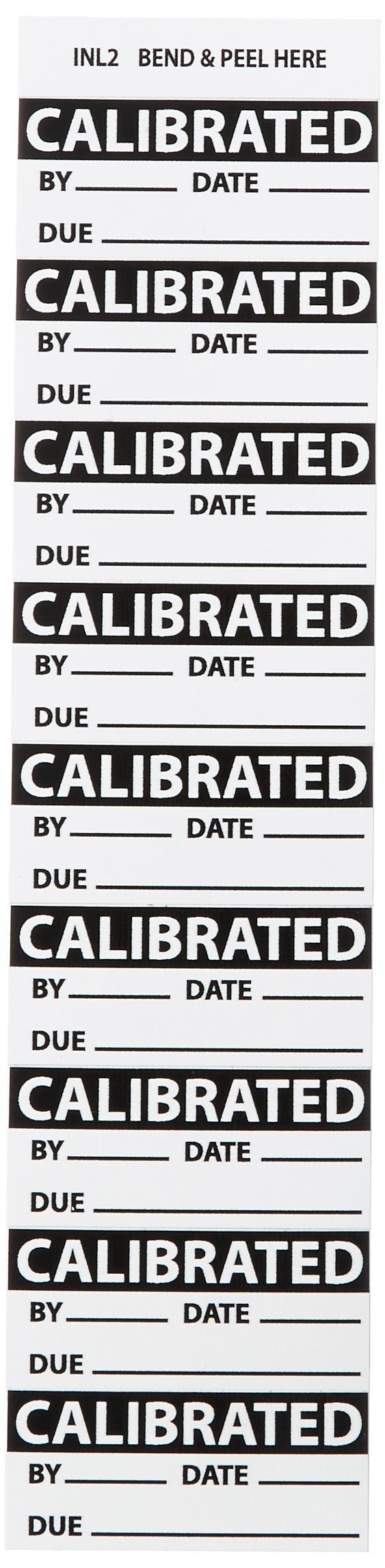 NMC INL2 Inspection Label, Legend"CALIBRATED", 2-1/4 Length x 1" Height, Pressure Sensitive Vinyl, Black on White (Pack of 27)