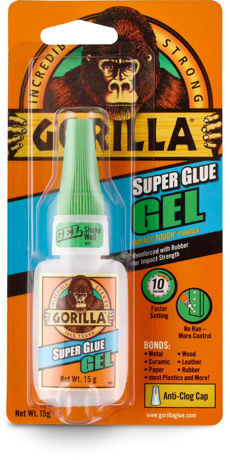 Gorilla Super Glue Gel, 15 Gram, Clear, (Pack of 1) 1 - Pack