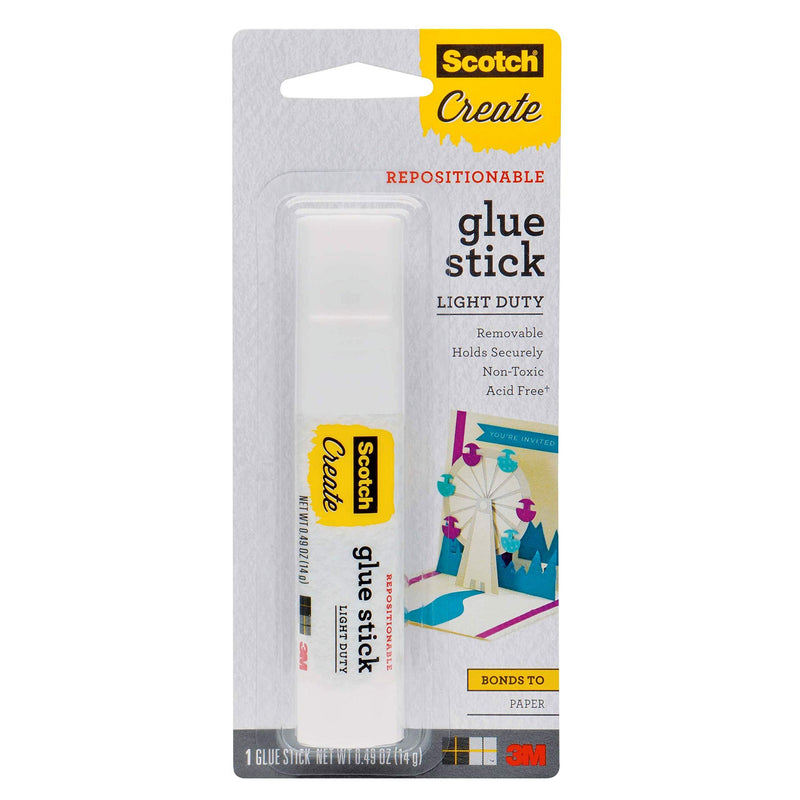 Scotch Repositionable Glue Stick, 0.49 oz, Acid Free and Non-Toxic (6314-CFT) Red