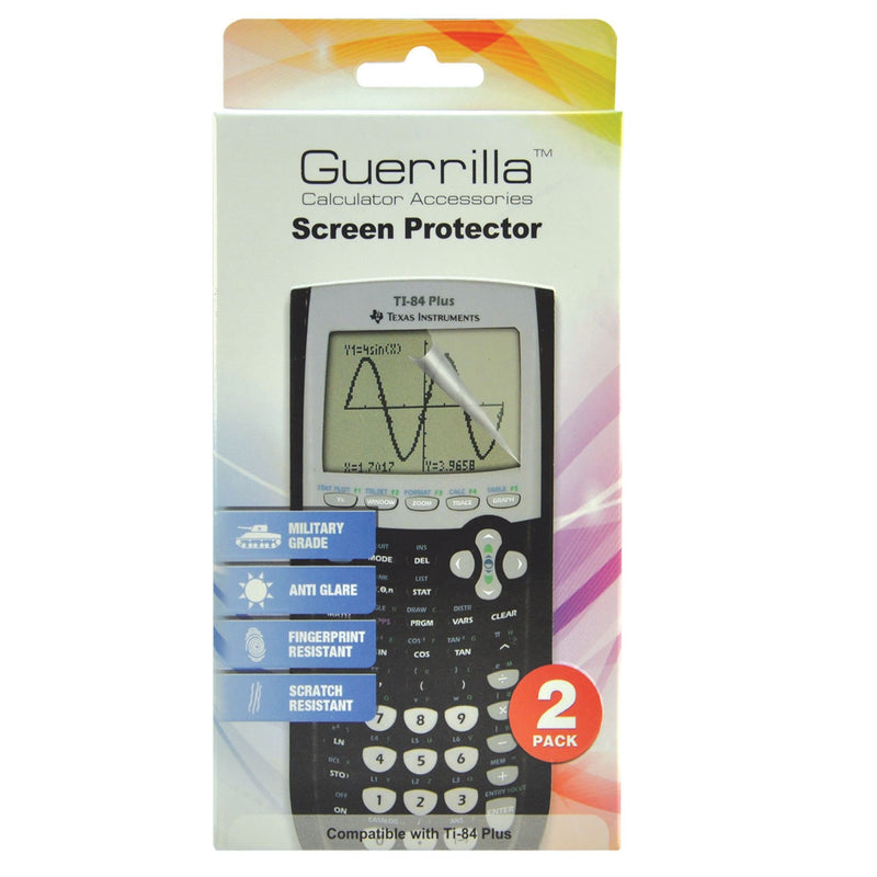 Guerrilla Military Grade Screen Protector 2- Pack For Texas Instruments TI 84 Plus Graphing Calculator