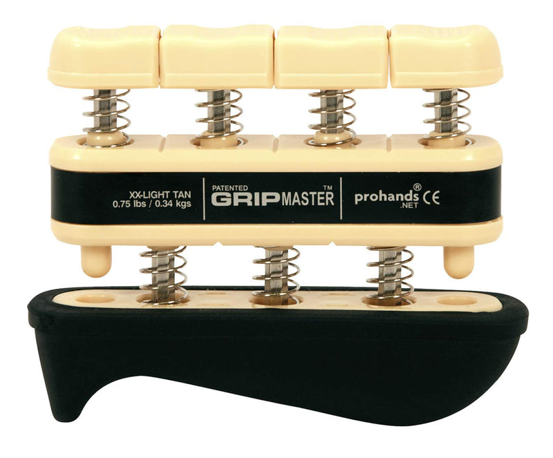 PROHANDS Gripmaster Rehab Hand Exerciser, Finger Exerciser (Hand Grip Strengthener), Spring-Loaded, Finger-Piston System, Added Palm Cushion 0.75 lb (XX-Light Tension) Tan - Gripmaster Rehab