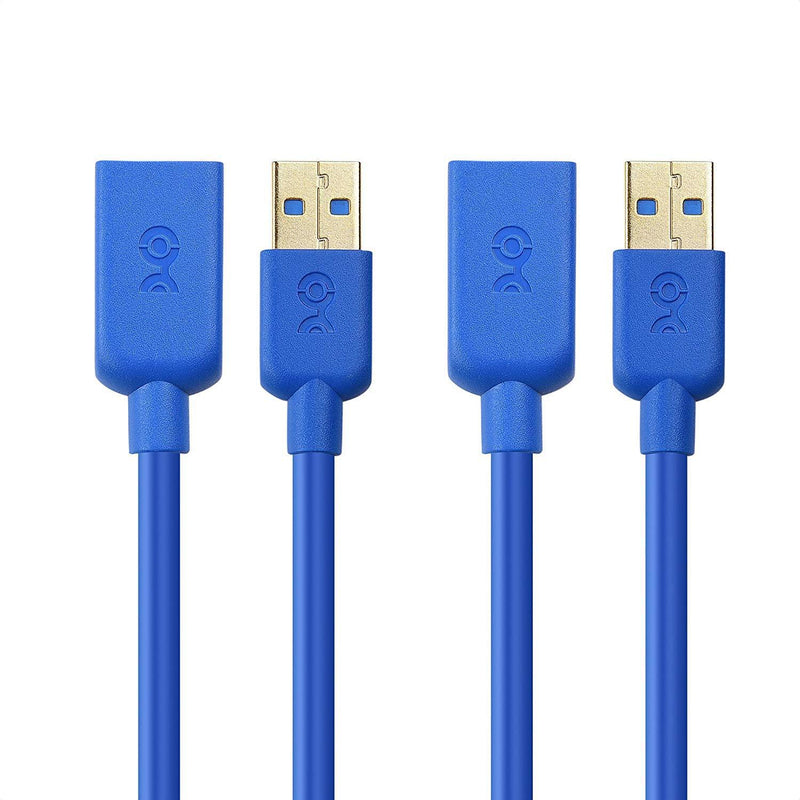 Cable Matters 2-Pack USB to USB Extension Cable (USB 3.0 Extension Cable) in Blue 6 ft for Oculus Rift, HTC Vive, Playstation VR Headset and More 6 Feet