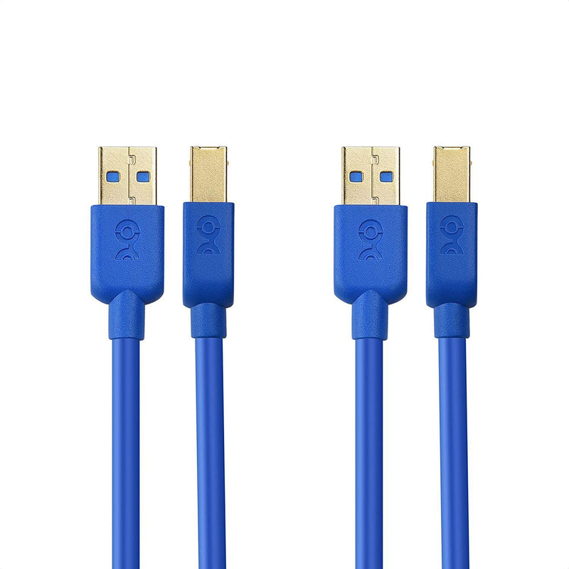Cable Matters 2-Pack USB 3.0 Cable (USB 3 Cable, USB 3.0 A to B Cable) in Blue 6 ft 6 Feet