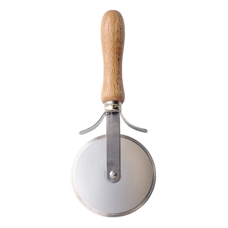 Eppicotispai Stainless Steel Pizza Cutter with Wooden Handle, 3.94-Inch