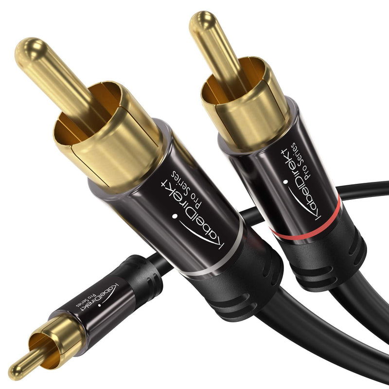 KabelDirekt – RCA Stereo Y Adapter Cable & Cord – 10 feet long (1 RCA male to 2 RCA male audio cable, digital & analog, double shielded – supports subwoofers, home theater, Hi-Fi, black)