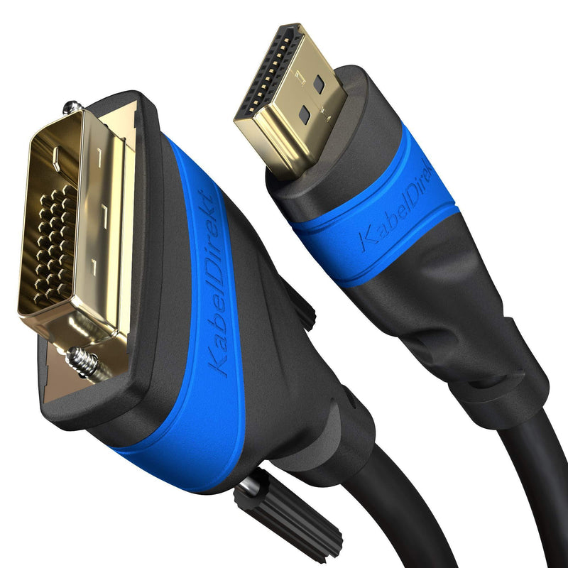 KabelDirekt – HDMI-DVI adapter cable – 6ft (bi-directional, DVI-D 24+1/High Speed HDMI cable, 1080p/Full HD, digital video cable, connect HDMI devices to DVI monitors or vice-versa, black) 6 feet