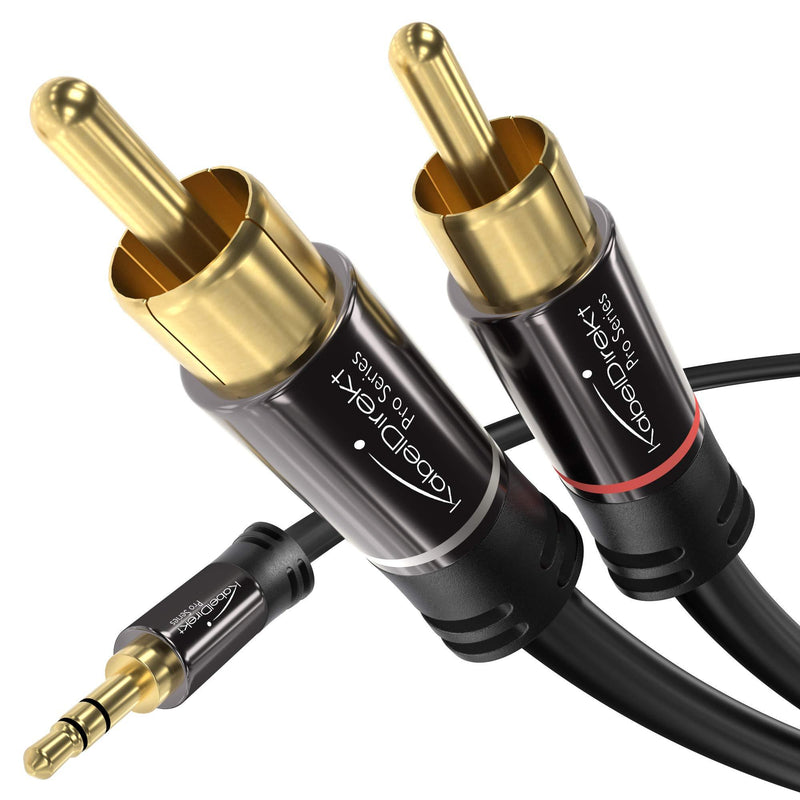 KabelDirekt â€“ 3.5mm to RCA Splitter Cable, Cord (6 feet Short, 3.5mm Aux to 2 RCA Male Audio & Auxiliary Cable, Double-Shielded, Pro Series) Supports (Hi-Fi, Stereo, Phone, iPod) 6 feet