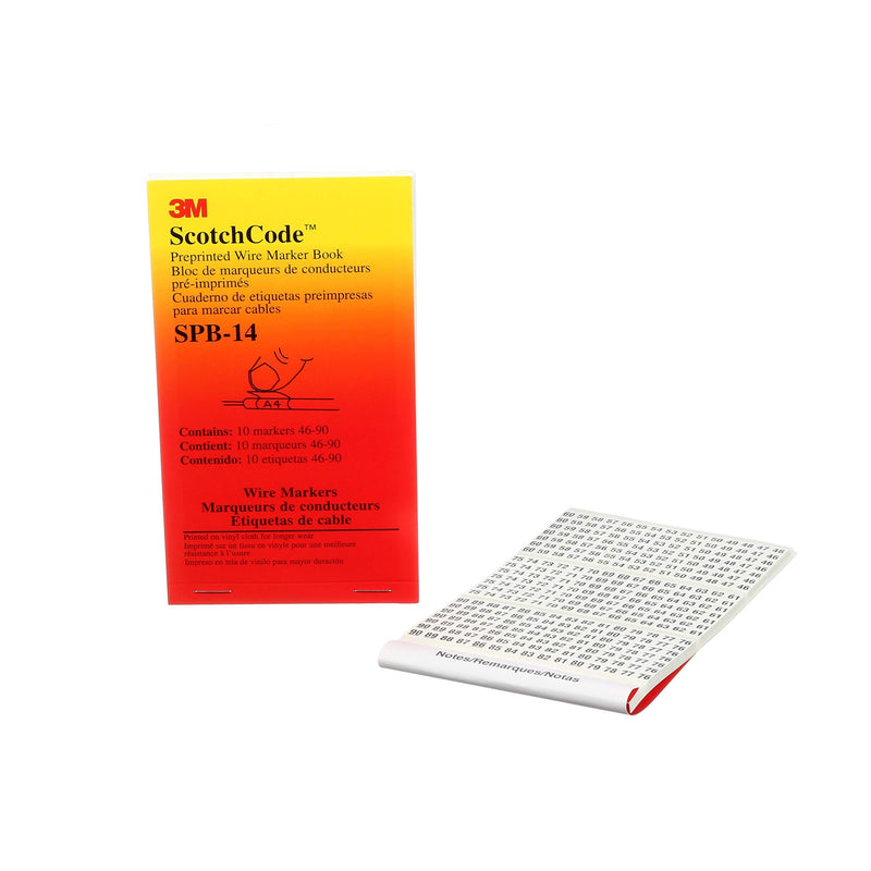 3M ScotchCode Pre-Printed Wire Marker Book SPB-14, Black Print on White Background