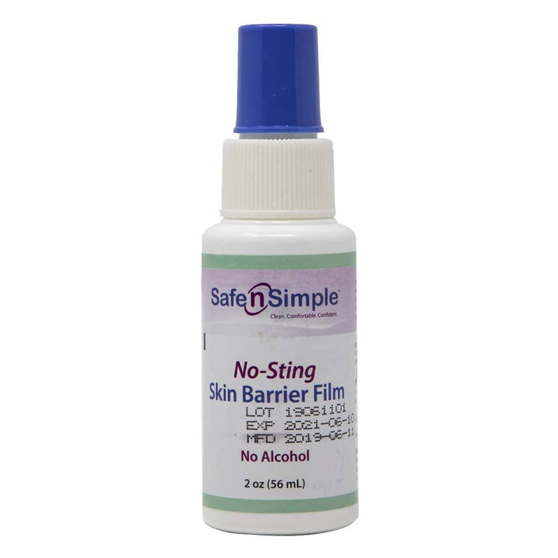 Safe n' Simple No Sting Barrier Film Spray, Odor-Free Pre Tape Spray, No-Alcohol Skin Prep Spray, 2 Ounce Spray Bottle, (SNS80792)