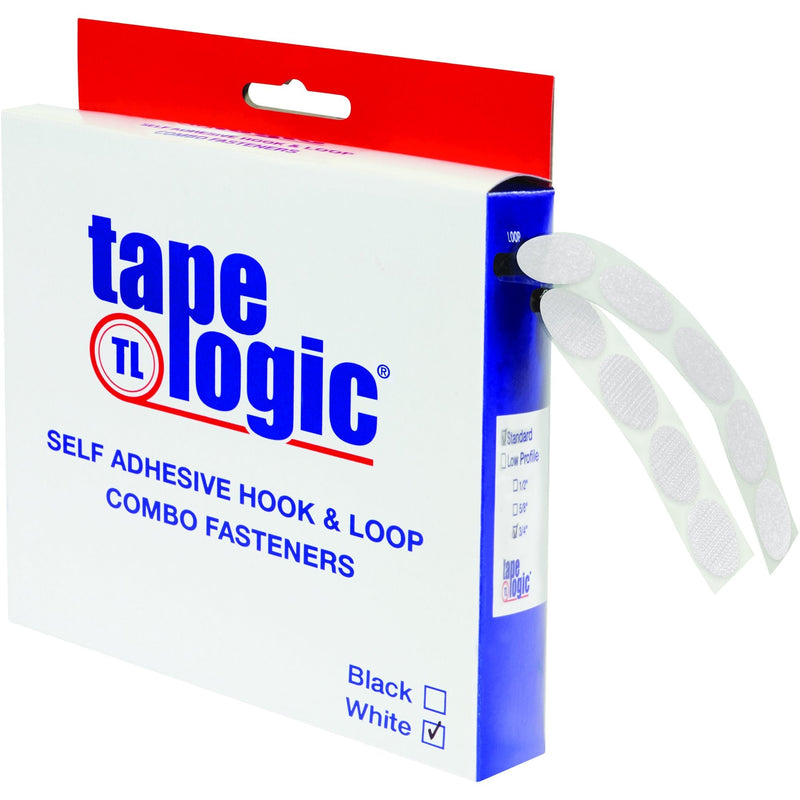 Aviditi Tape Logic Hook & Loop Sticky Back Dots, 3/4 Inch, Black, for Classroom, Home and Office (200 PK) White