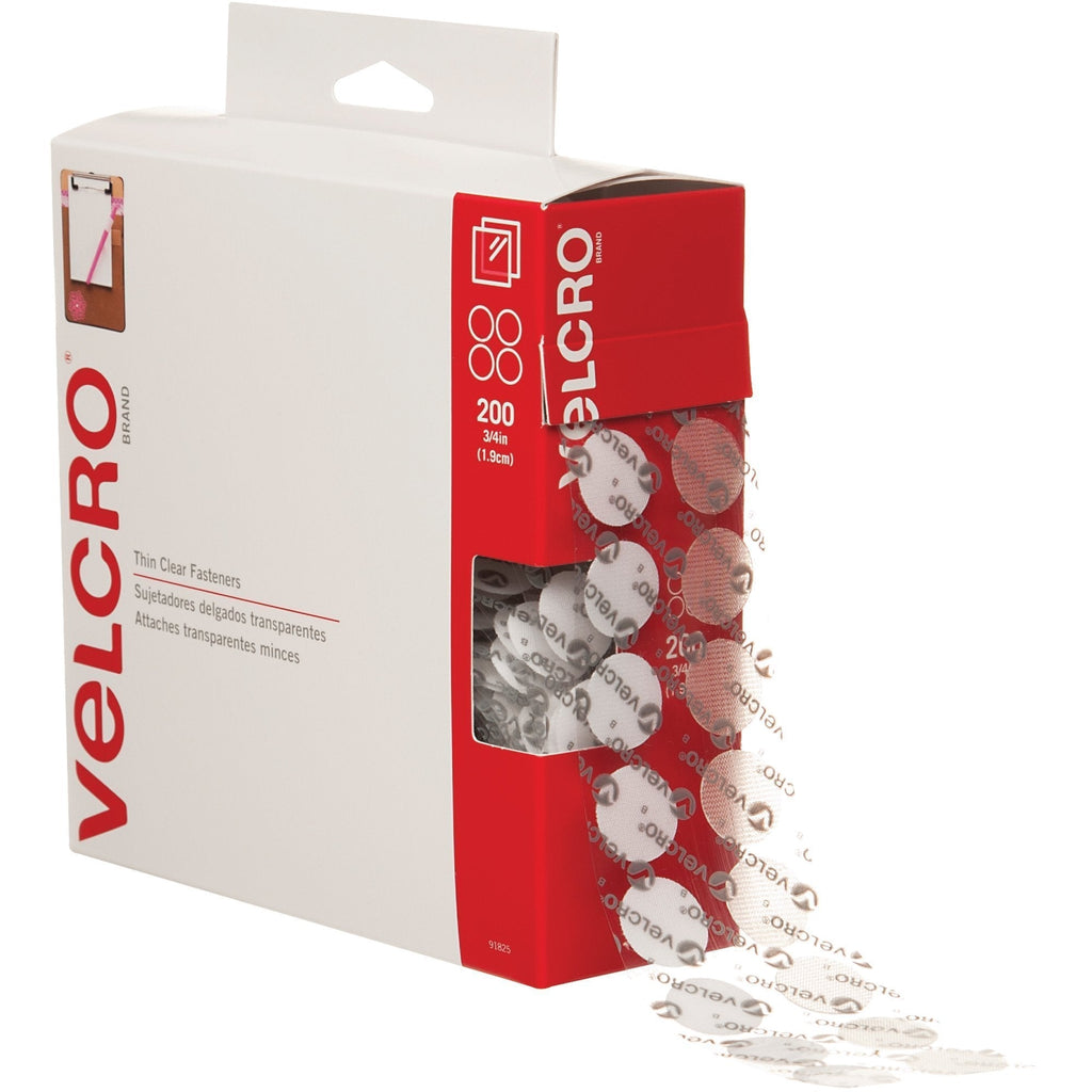 VELCRO Tape (95194) Hook and Loop Combo Packs, Dots, 3/4", Clear (200 Per Case) For Home & Office