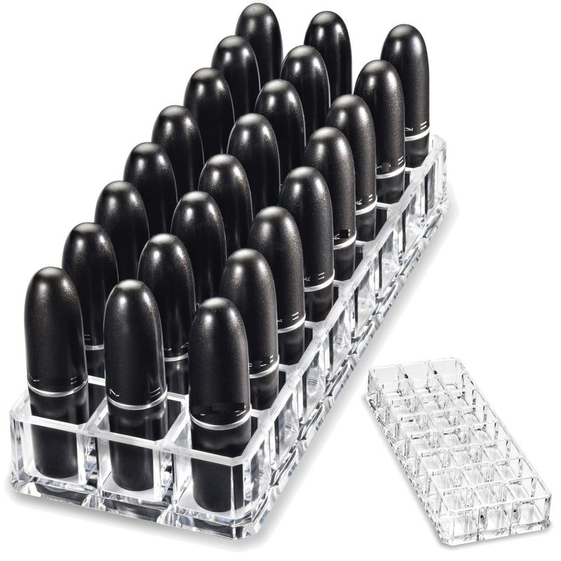 byAlegory Premium Beauty Organization Acrylic Lipstick Organizer & Beauty Container 24 Space Storage (Clear) Clear