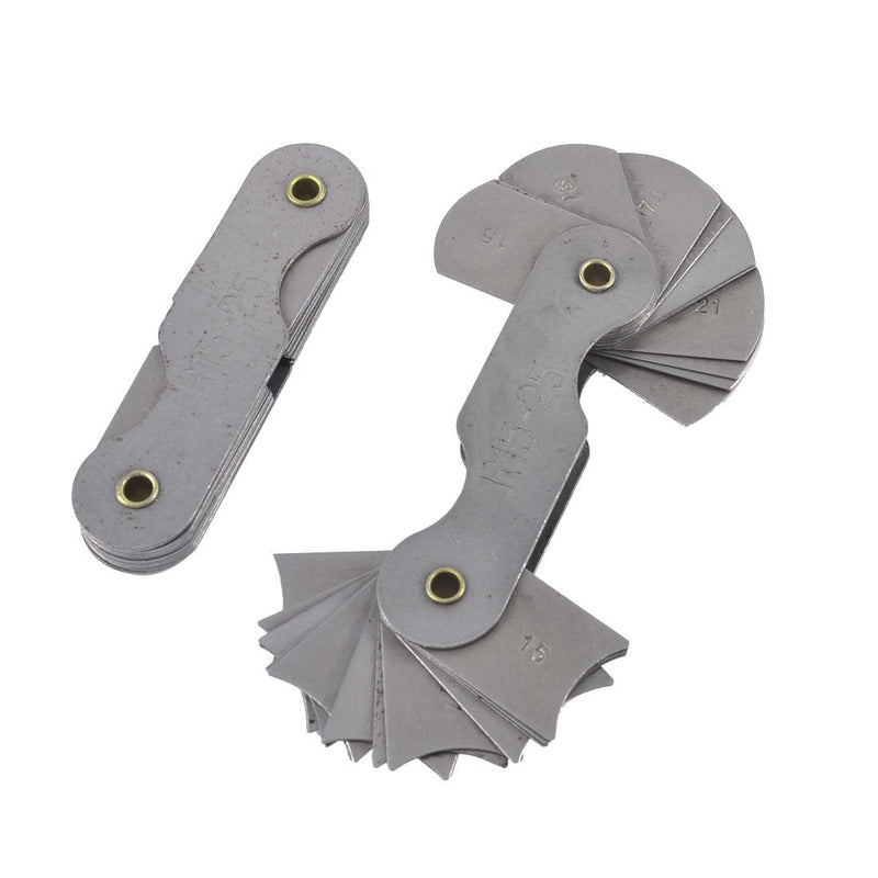 uxcell Radius Gauge Set R15-25mm 16 Pairs of Leaves Radius Gauge Fillet Gage, Silver Tone