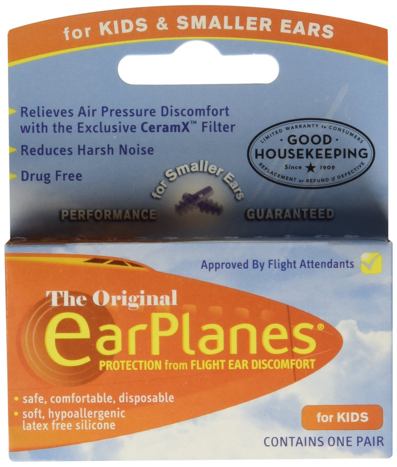 Earplanes Childrens Ear Plugs Disposable for Flight Sound Noise and Air Protection, 1 Pair